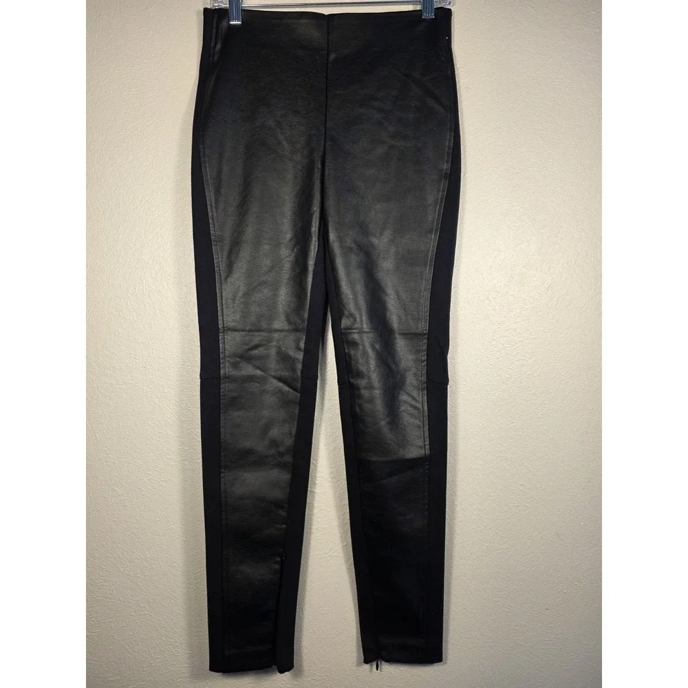 Polo Ralph Lauren Pants Black Pull On Faux Leather Front Stretch Women's Size 2